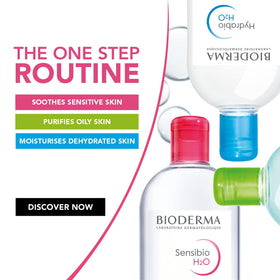 Bathroom vanity with Bioderma Hydrabio displayed for daily skincare routine