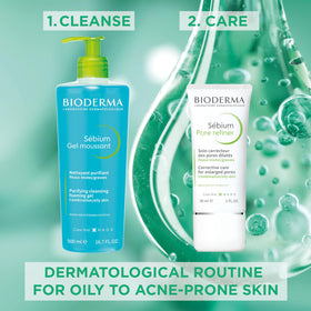 Bioderma before and after forehead comparison showing reduced shine benefit