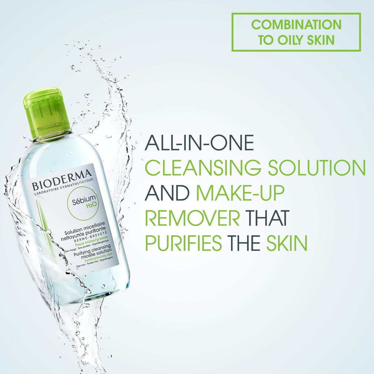 Bioderma pump top close-up for easy dispensing benefit