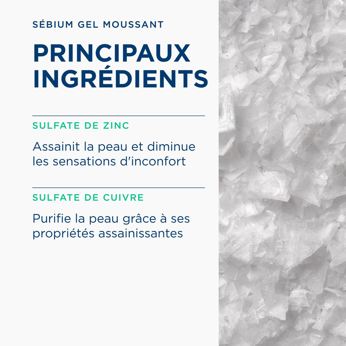 Bioderma Sébium ingredients display with zinc and copper indicating oil control