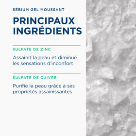 Bioderma Sébium ingredients display with zinc and copper indicating oil control