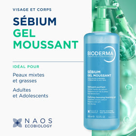 Bioderma Sébium pump dispensing foam demonstrating easy application
