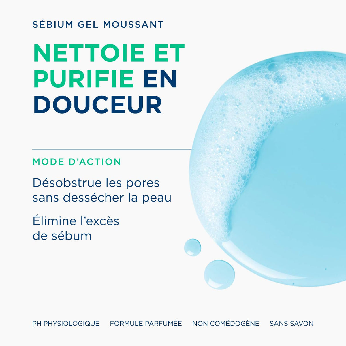 Bioderma Sébium foam on hand showing lightweight texture and lather
