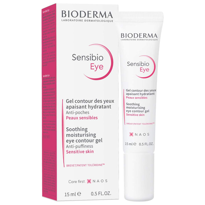 Bioderma Sensibio front tube showing compact eye gel packaging and ease of use
