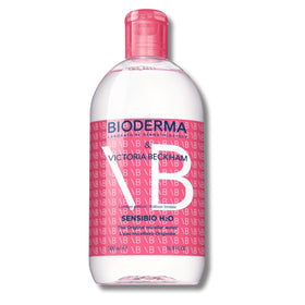 Bioderma Sensibio H2O Victoria Beckham bottle front showcasing collectible design and gentle cleansing