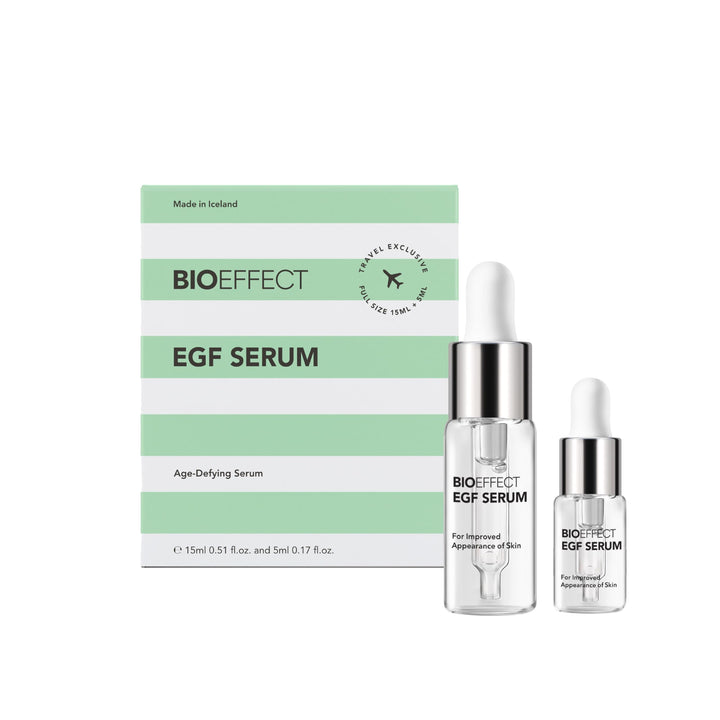 Bioeffect front packaging showing compact 20ml bottle and clean design, promoting confidence
