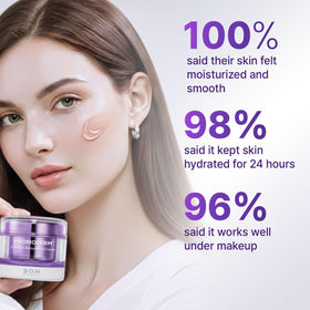 BIOHEAL BOH applied on cheek showing pore-refining and smoothing benefit