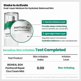 BIOHEAL BOH ingredients panel highlighting PANTHECELL benefits