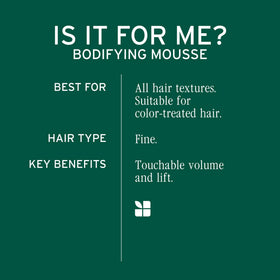 Biolage mousse applied to damp hair showing root lift and fuller appearance