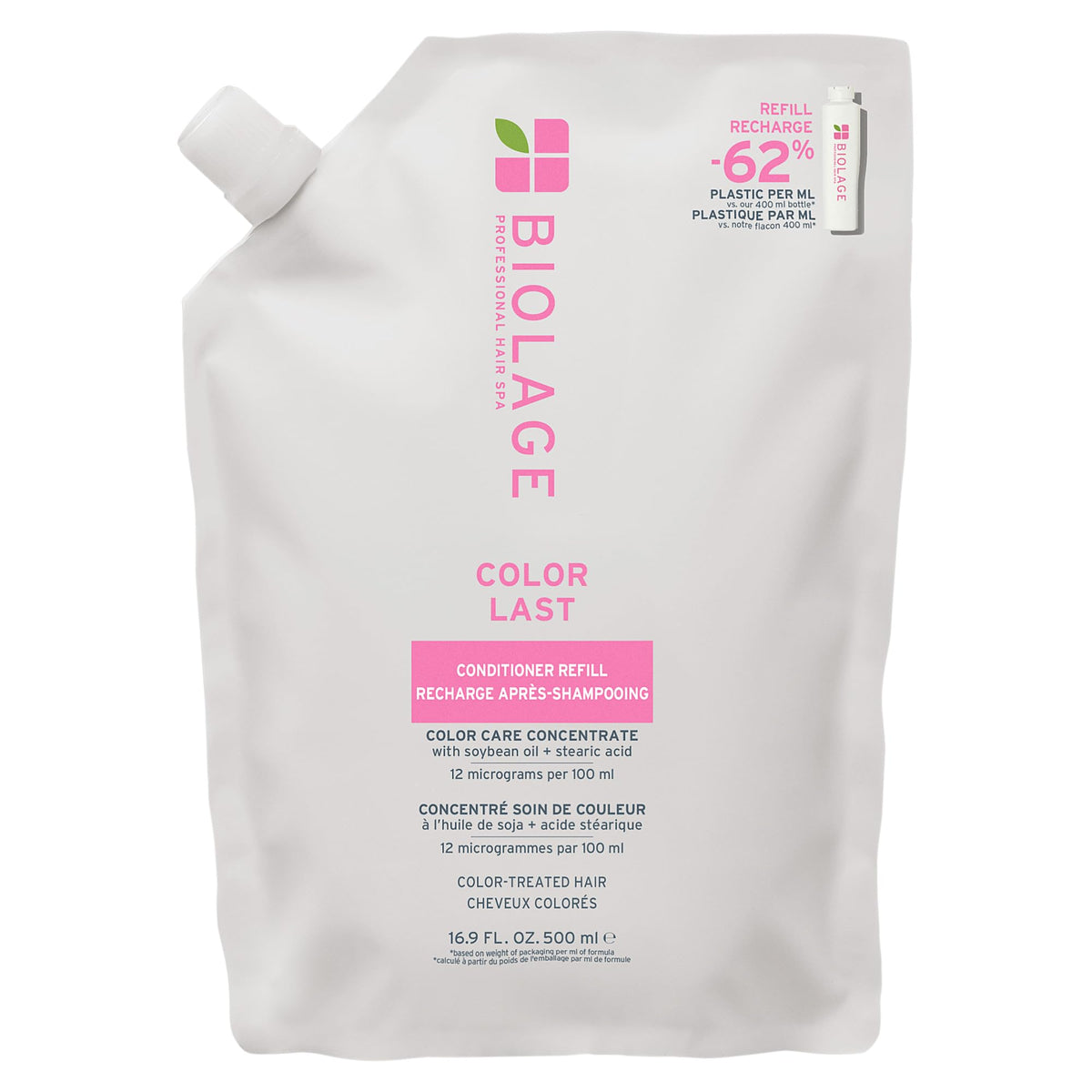Biolage Color Last front packaging shows refill bottle and benefits