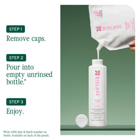 Biolage refill in a bathroom setting showing practical daily use