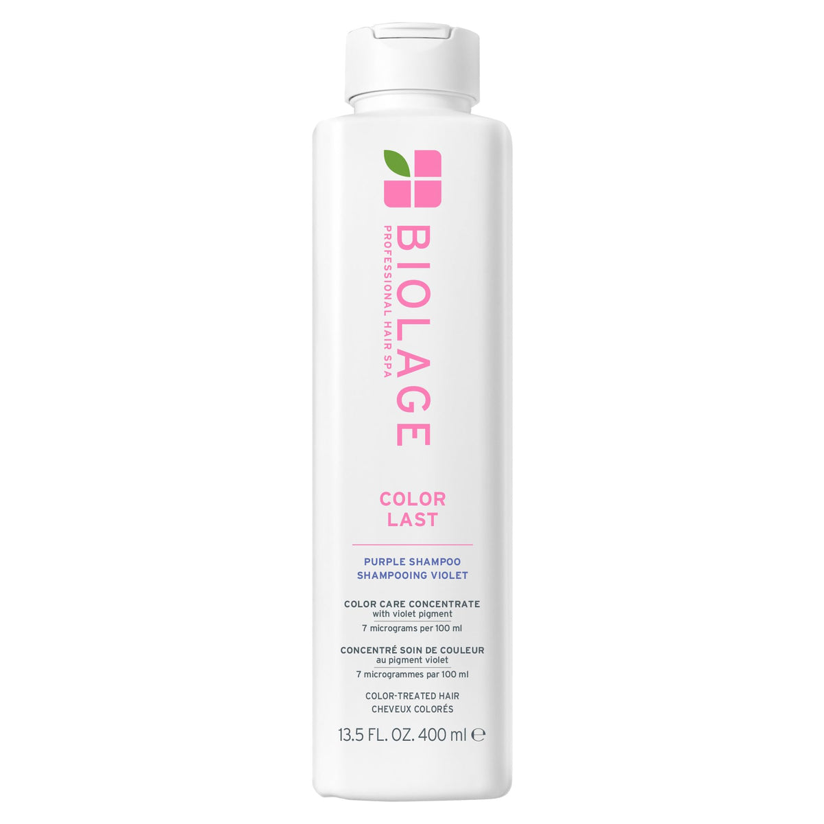 Biolage front packaging showing product and cooling violet benefit