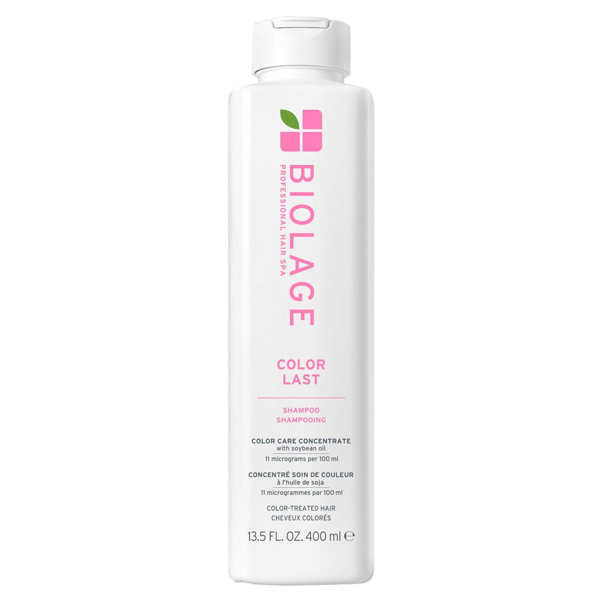 Biolage front packaging showing bottle and product name with benefits