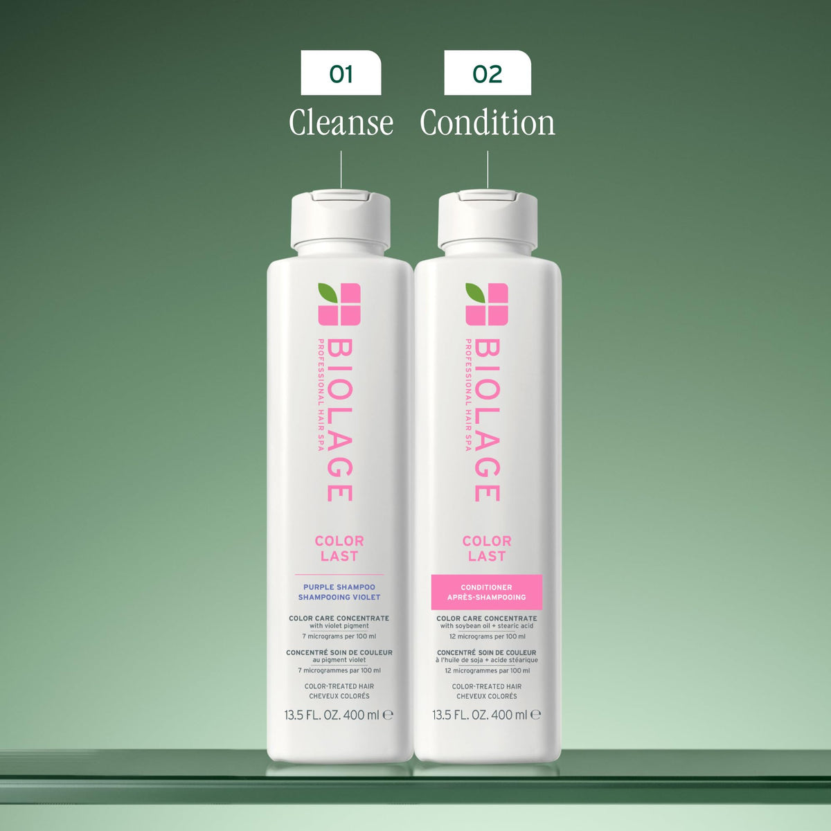 Biolage shampoo applied to blonde hair neutralizing brassiness