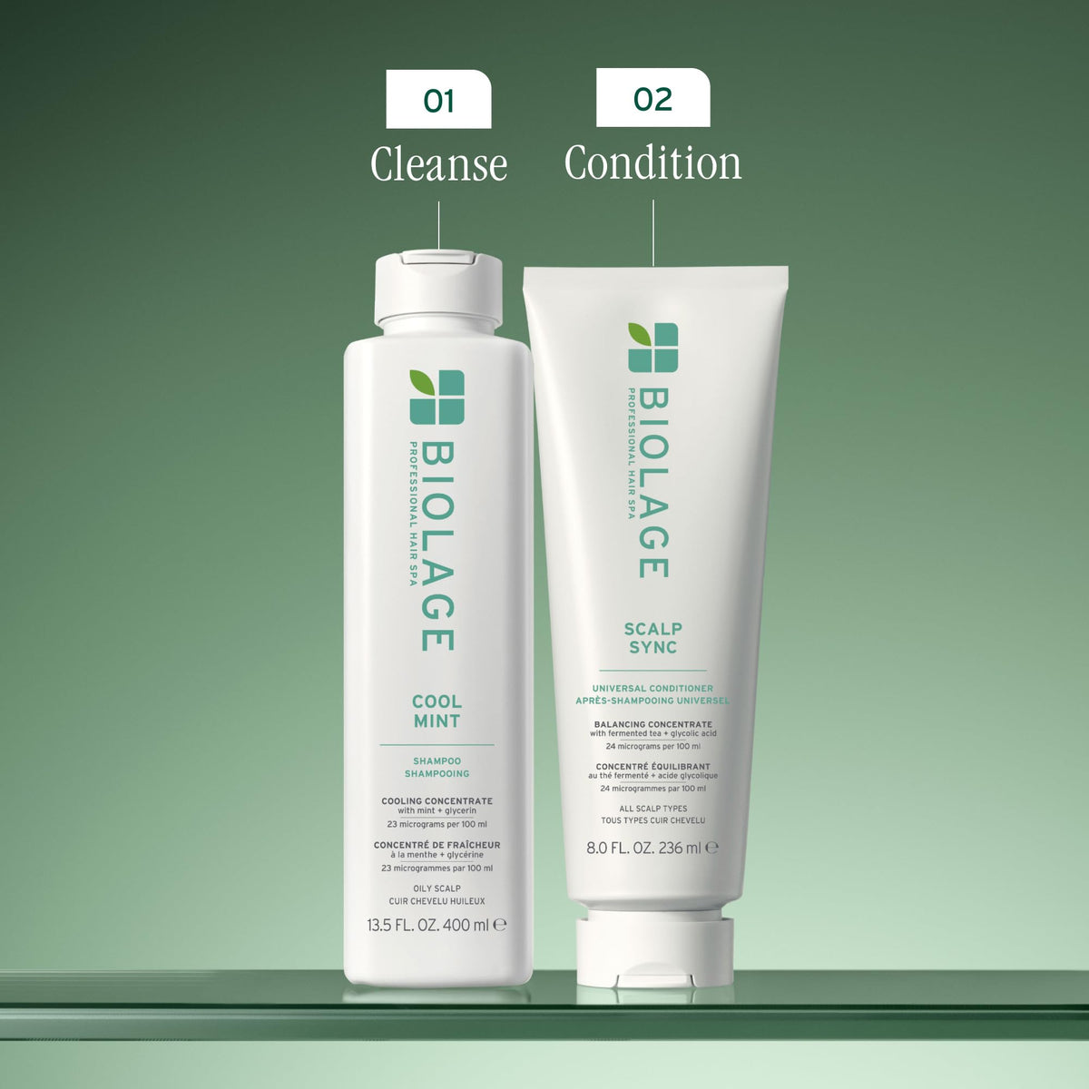 Biolage mint and glycerin ingredients emphasizing refreshing balance