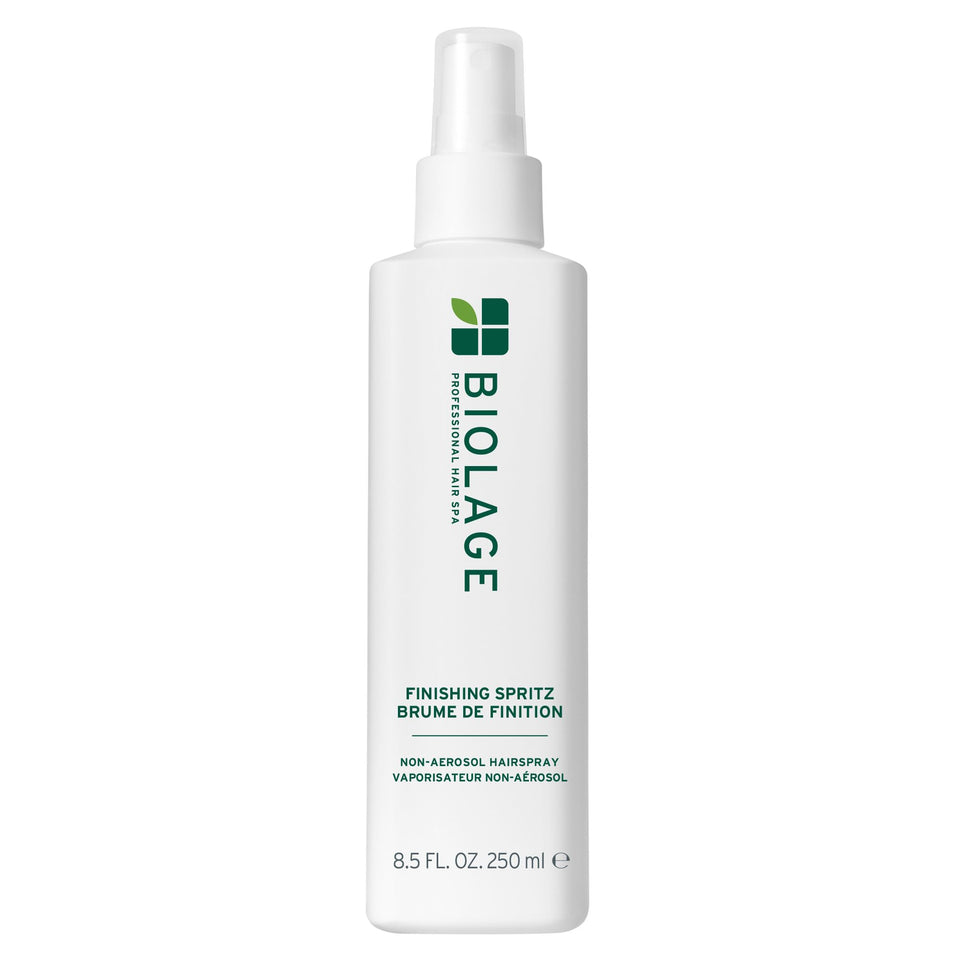 Biolage Finishing Spritz front packaging showing product benefits and vegan label