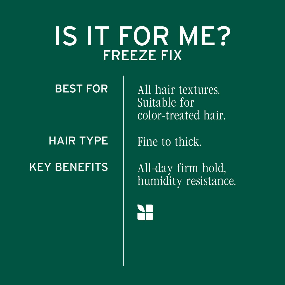 Biolage Freeze Fix hairspray texture and sheen highlighting smooth finish and shine