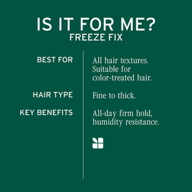 Biolage Freeze Fix hairspray texture and sheen highlighting smooth finish and shine