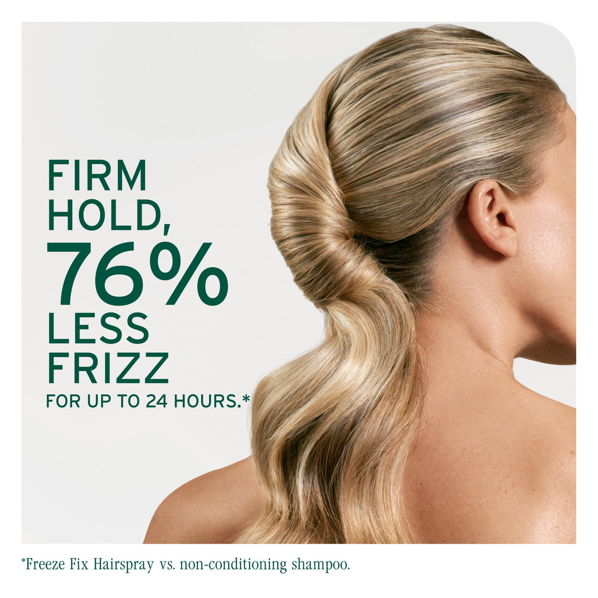 Biolage Freeze Fix spray action close-up demonstrating quick-dry application and control
