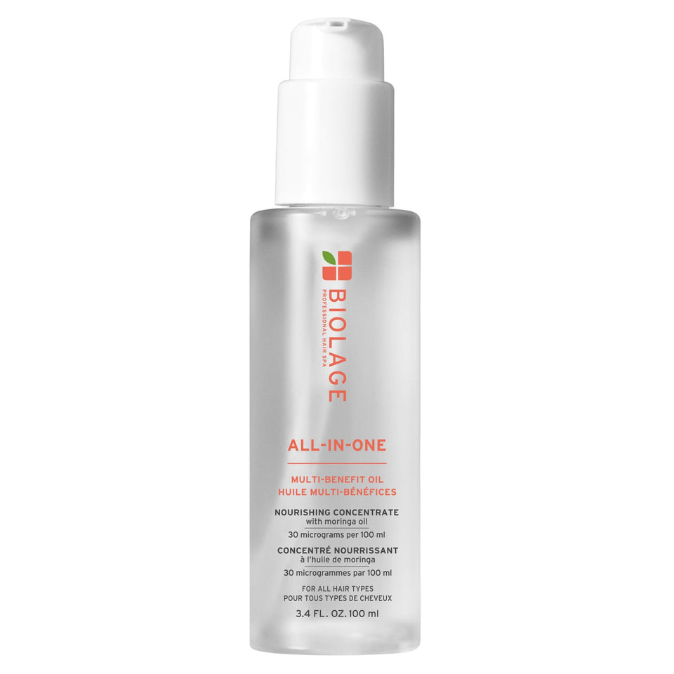 Biolage front packaging showing the styling oil and benefits