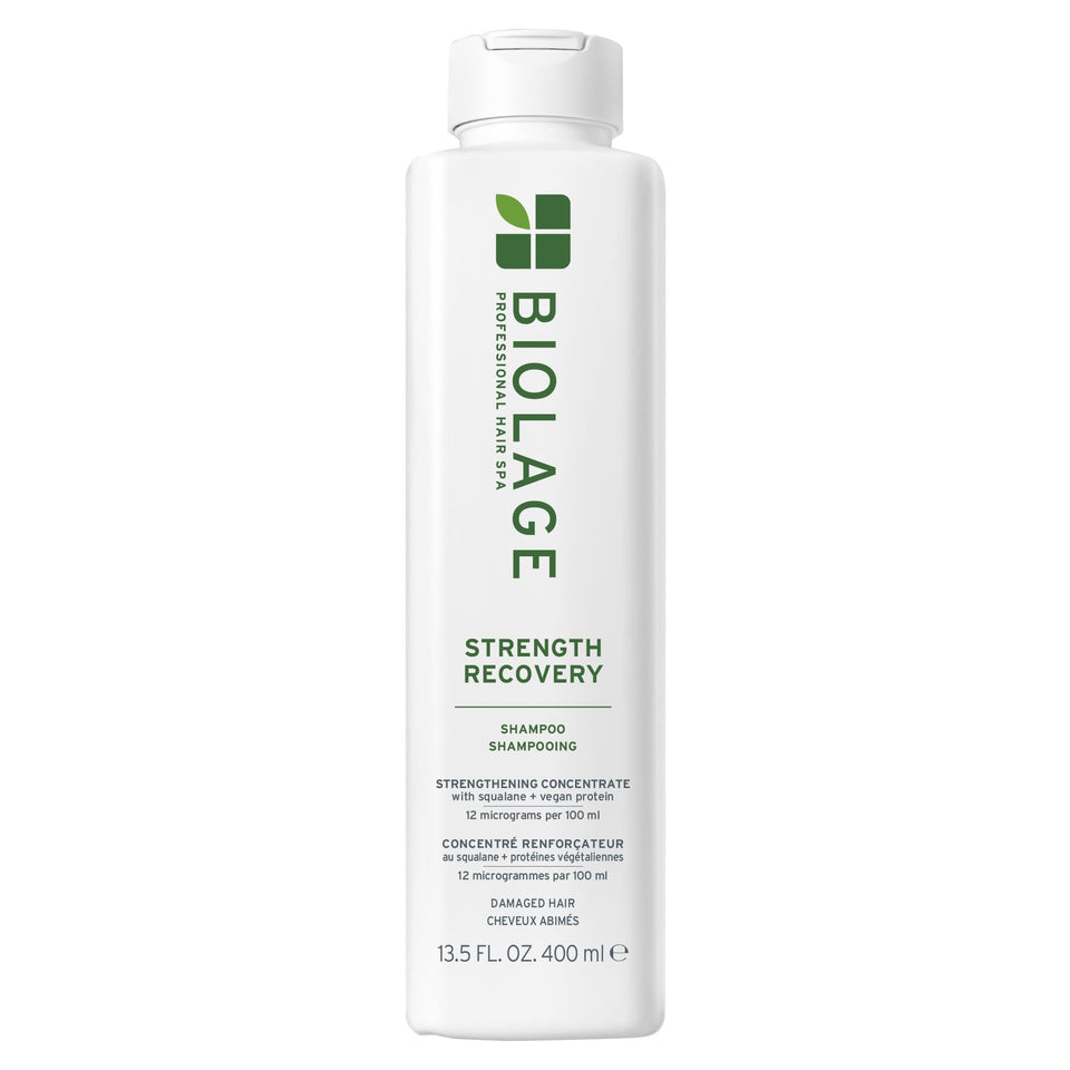 Biolage front packaging showing shampoo bottle and benefits