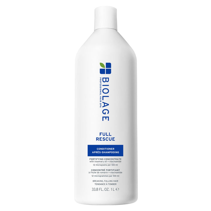 Biolage front packaging showing full rescue conditioner and fuller-hair benefit