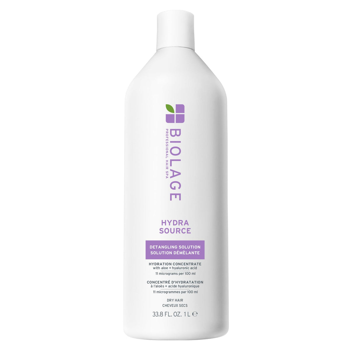 Biolage Hydra Source front packaging showing product and benefit of detangling