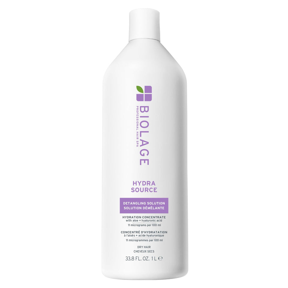 Biolage Hydra Source front packaging showing product and benefit of detangling