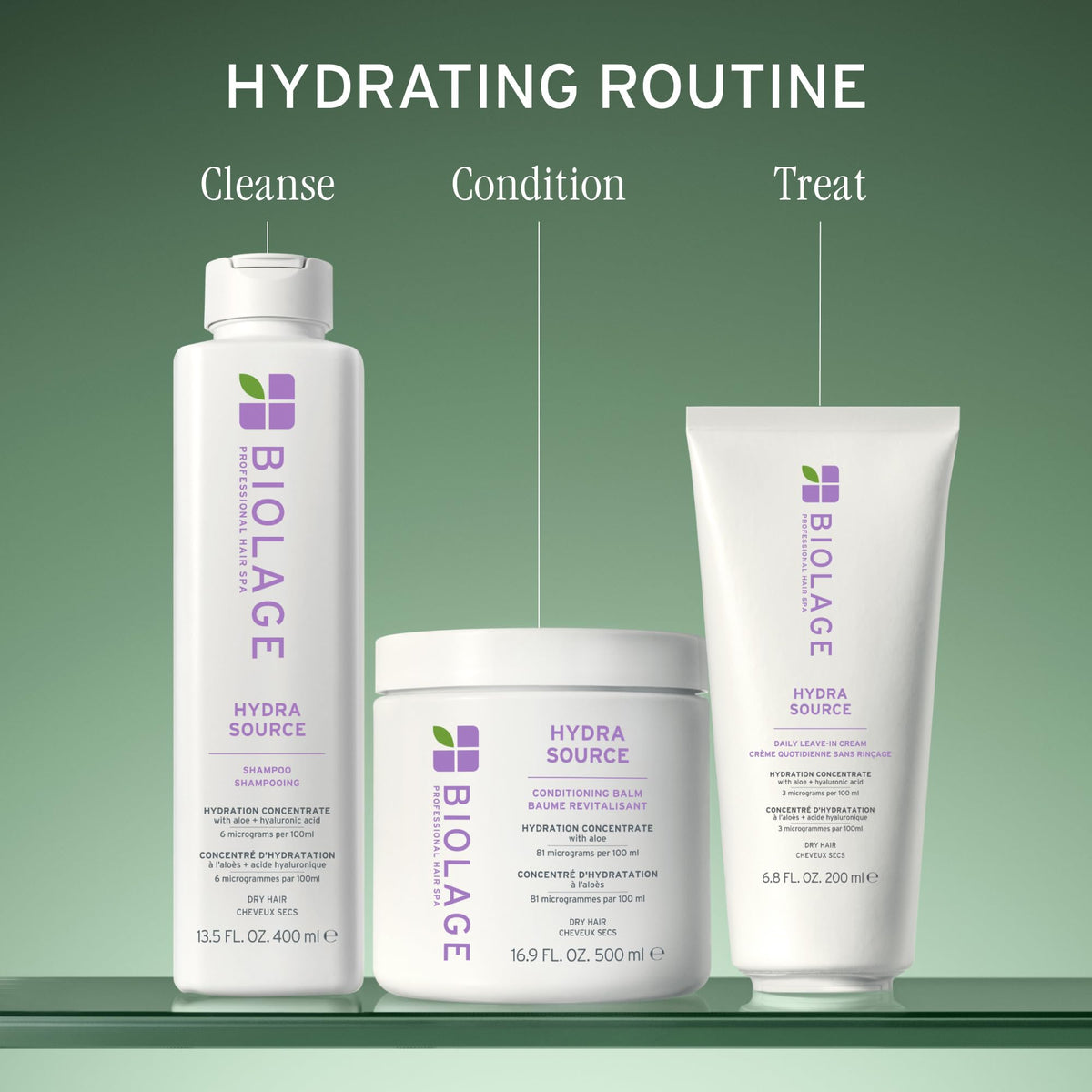 Biolage shampoo on wet hair showing added shine and smoother cuticle