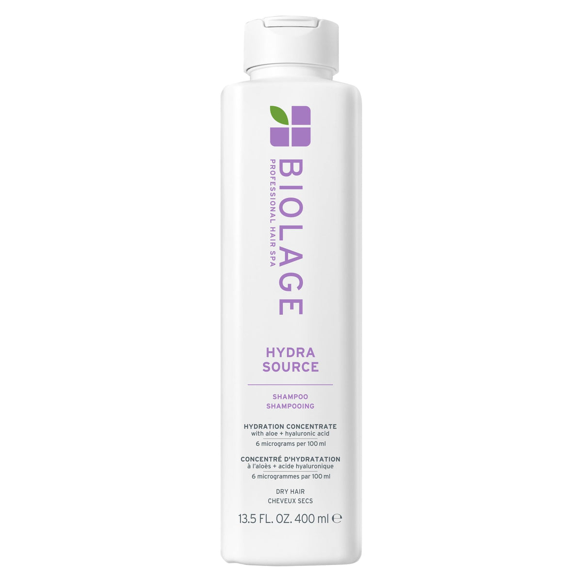 Biolage shampoo front packaging showing hydrating formula and benefits