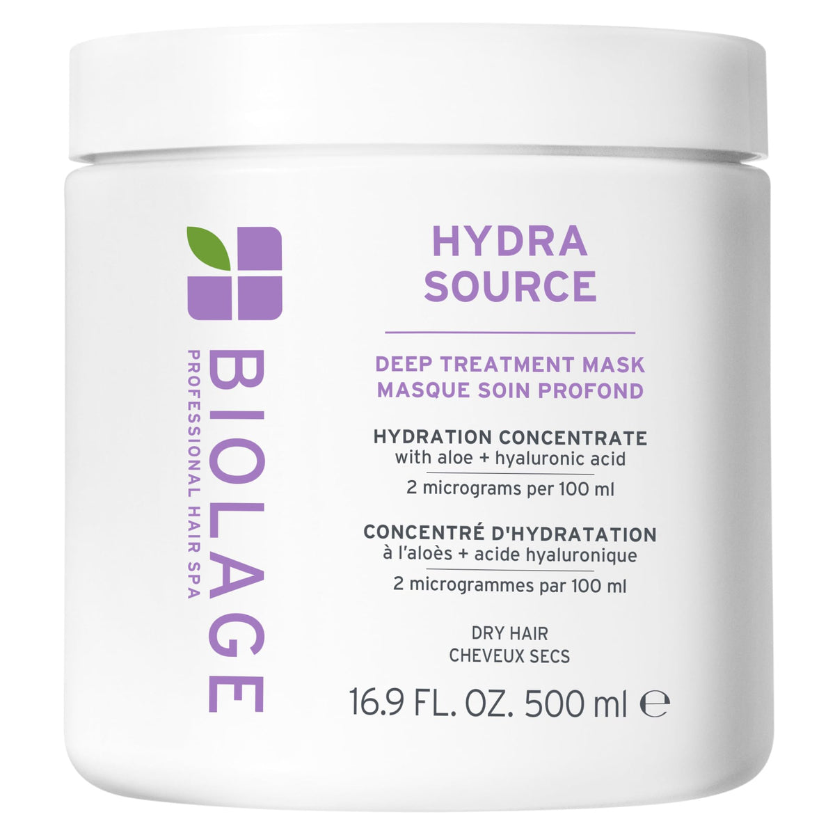 Biolage front packaging showing product benefits and hydration