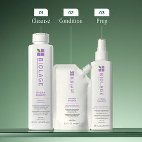 Biolage pouch packaging highlighting reduced plastic and sustainability