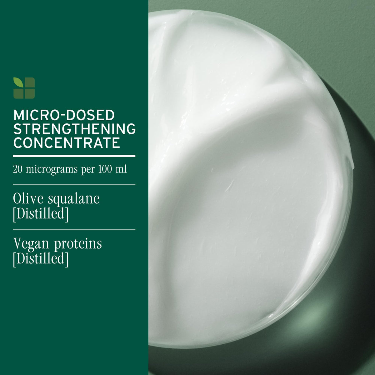 Biolage packaging label closeup showing vegan proteins and paraben-free benefit