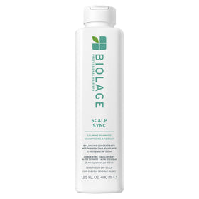 Biolage front packaging showing calming shampoo for sensitive scalps, promotes gentle cleansing