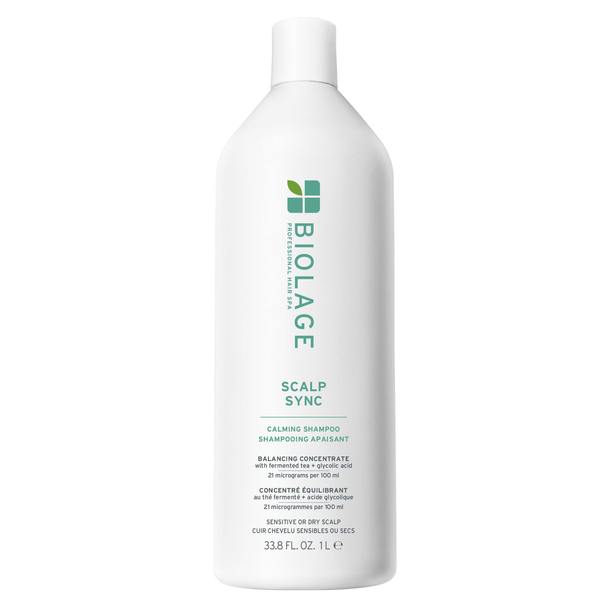 Biolage front packaging showing calming shampoo benefits and size