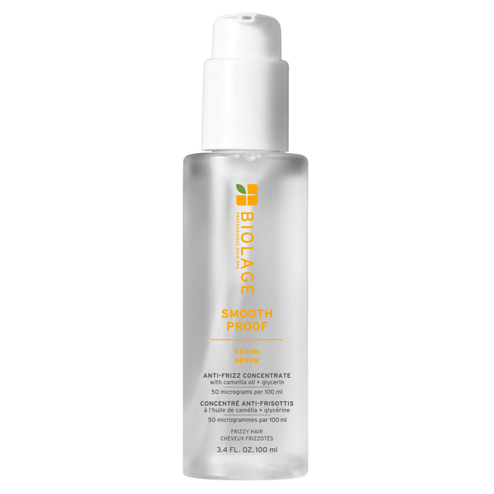 Biolage bottle front view showing sleek packaging and anti-frizz benefit