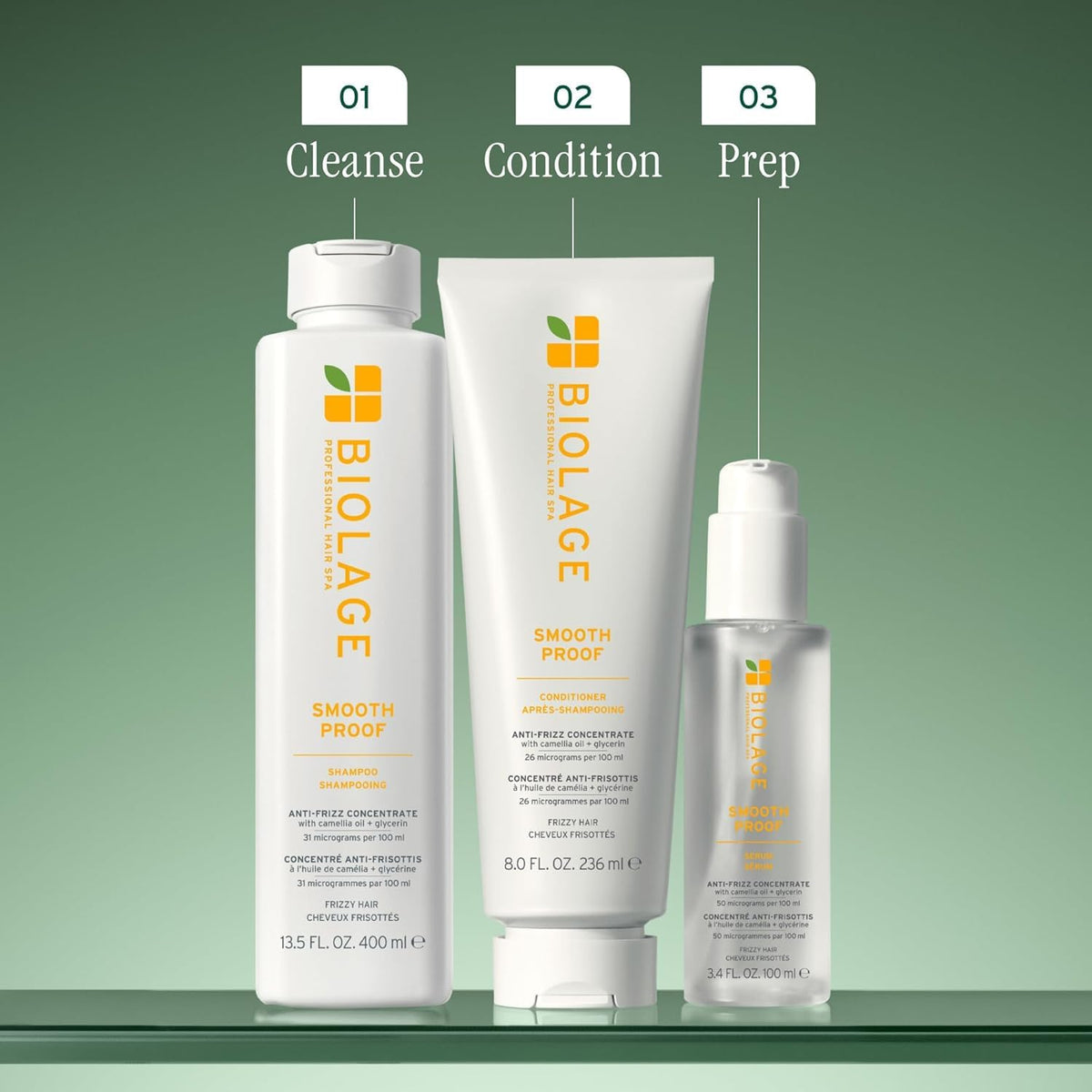 Biolage Smooth Proof paired with conditioner showing a complete smoothing routine