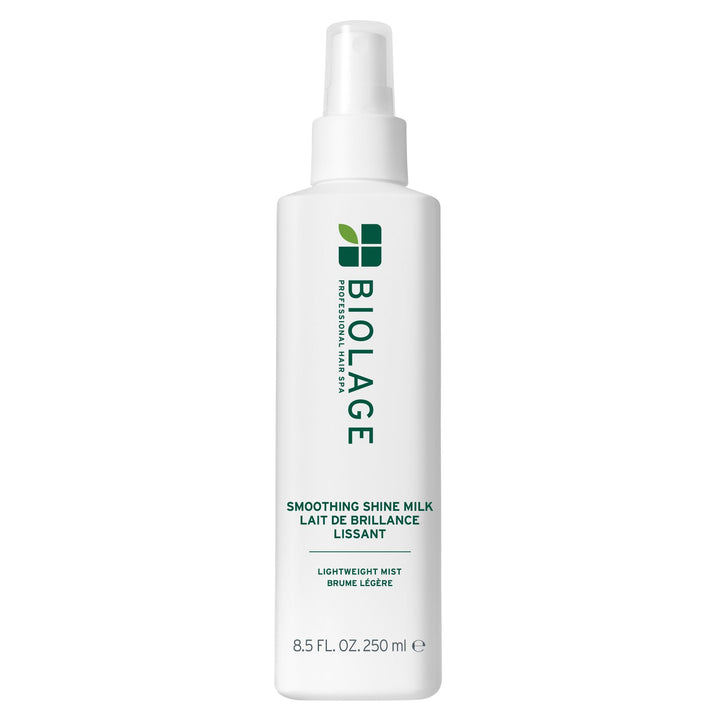 Biolage Smooth Shine Milk front packaging showing sleek bottle and brand