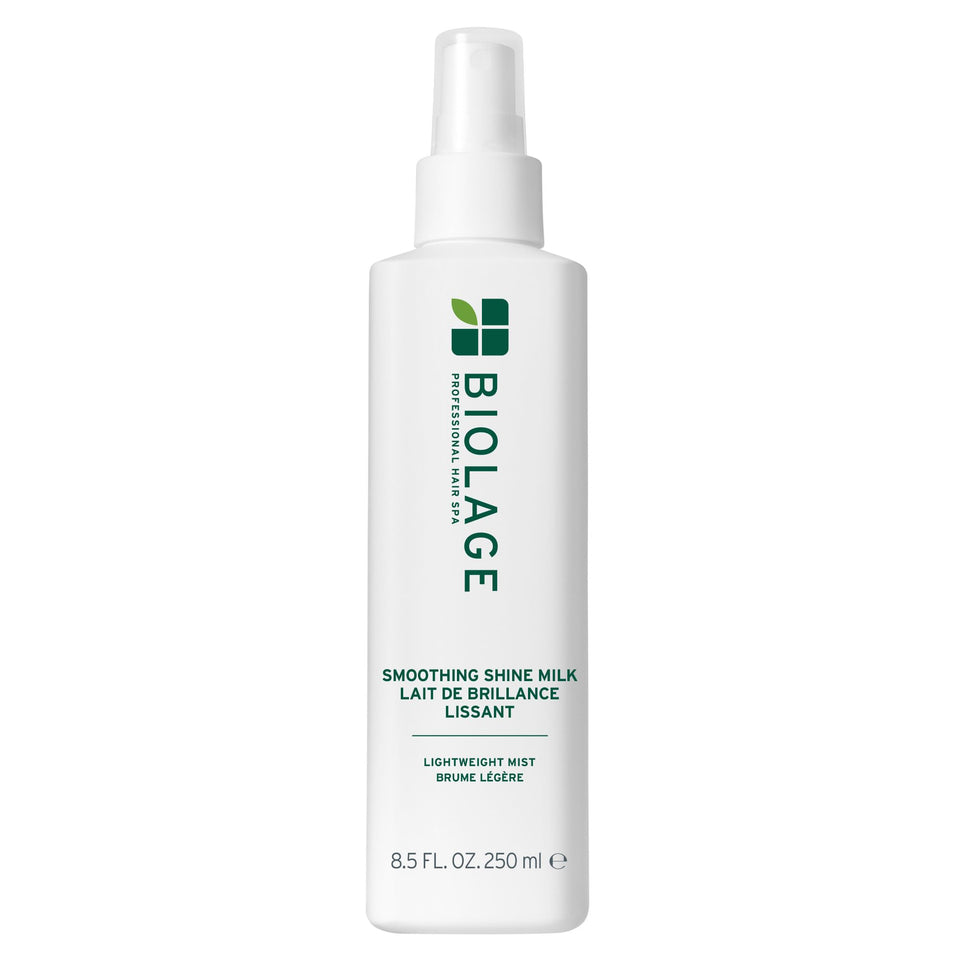 Biolage Smooth Shine Milk front packaging showing sleek bottle and brand