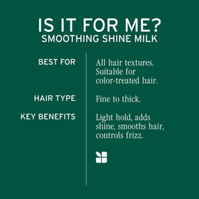 Biolage Smooth Shine Milk texture close-up highlighting weightless, non-greasy finish