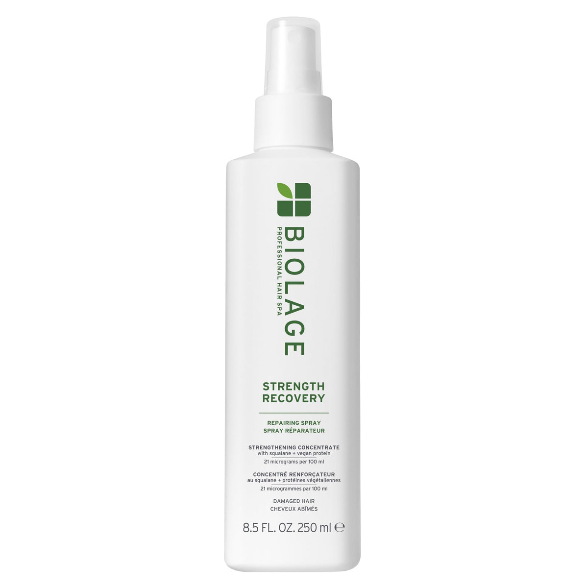 Biolage front packaging showing bottle and label, promotes repair benefits