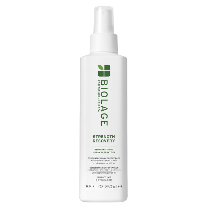 Biolage front packaging showing bottle and label, promotes repair benefits