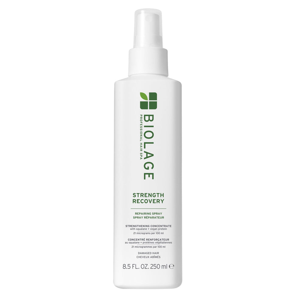 Biolage front packaging showing bottle and label, promotes repair benefits