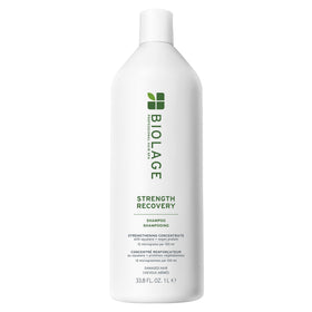 Biolage front bottle showing Strength Recovery benefits and clean design
