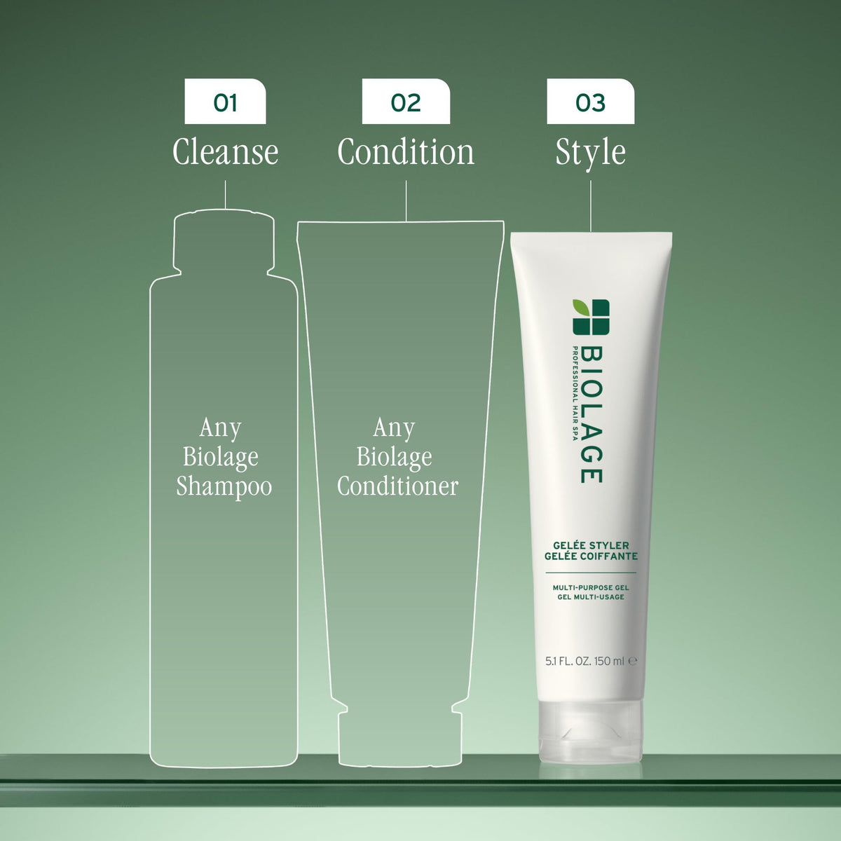 Biolage used to scrunch damp curls for defined, frizz-controlled waves