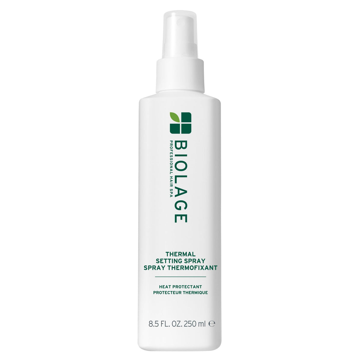 Biolage thermal setting spray front packaging shows bottle and branding for reliable styling