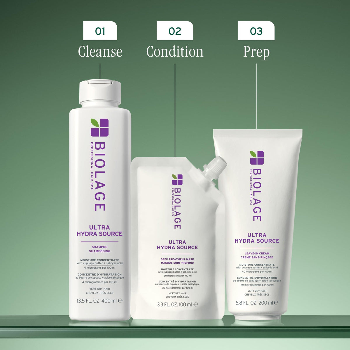 Biolage jar held in hand showing 16.9 fl oz scale and travel convenience benefit