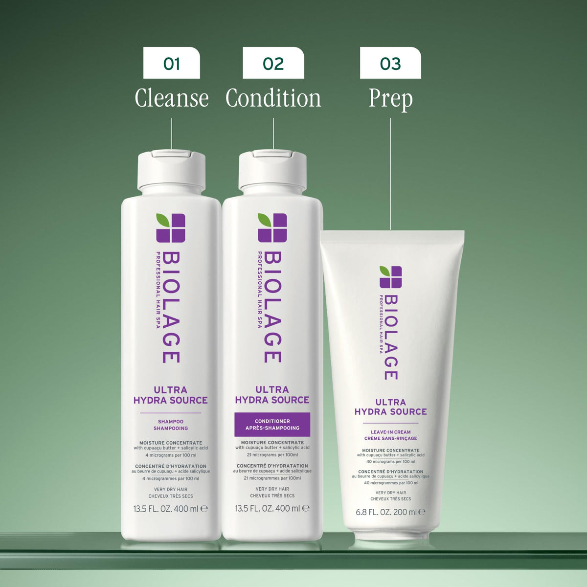 Biolage shampoo paired with conditioning balm showing system use