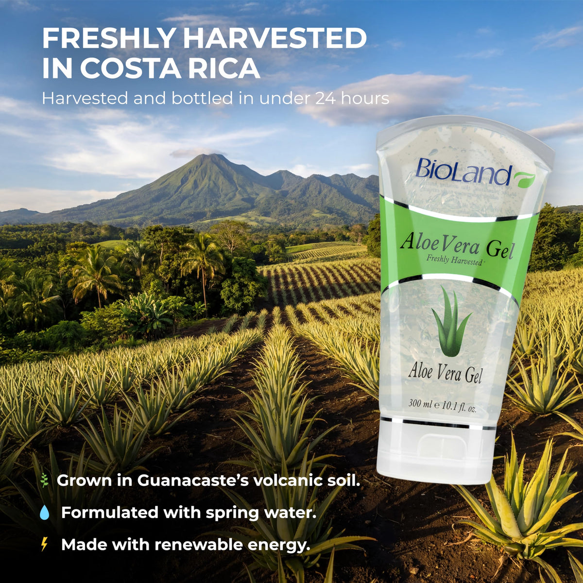 Bioland pump dispensing aloe gel for easy use and controlled application benefit