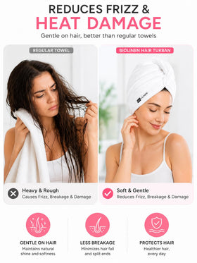 BIOLINEN step-by-step wrapping demonstration showing easy secure tuck benefit hands-free wear